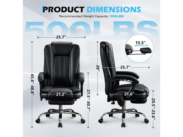 Massage Office Chair with Foot Rest,6 Points Vibration and Heat Ergonomic Executive Desk Chair for Heavy People,500lbs Big and Tall Office Chairs...