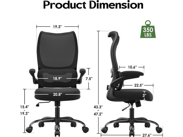 Office Chair Ergonomic Desk Chair - Comfy Mesh High Back Office Chair with Lumbar Support Wheel Home Desk Office Chairs Flip up Armrest Executive...