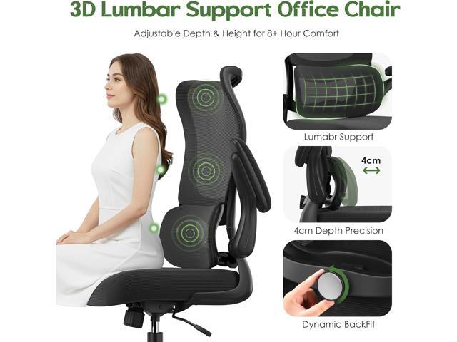 Office Chair Ergonomic Desk Chair - Comfy Mesh High Back Office Chair with Lumbar Support Wheel Home Desk Office Chairs Flip up Armrest Executive...