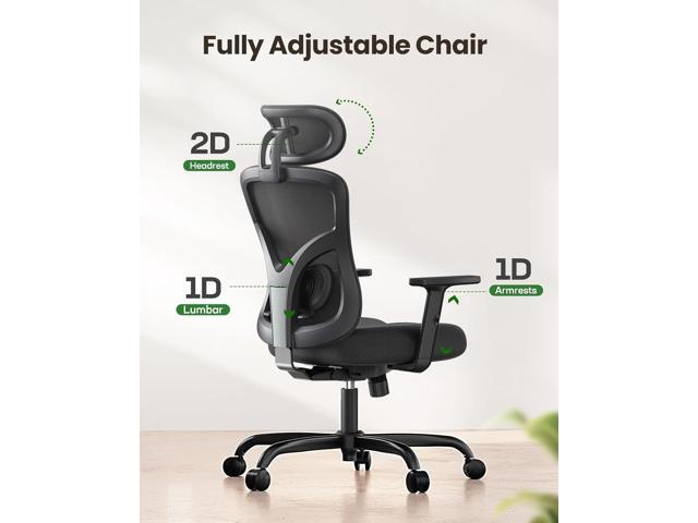 Marsail Ergonomic Office Chair Ergonomic Gaming Chair with Lumbar Support, 2D Headrest, Adjustable Armrests, Contoured Seat Cushion, Computer Desk...