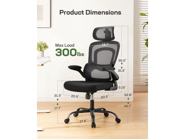 Marsail Ergonomic Office Chair with Lumbar Support, High Back Desk Chair with 2D Headrest & Flip-Up Armrests Gaming Computer Task Chair Tilt...