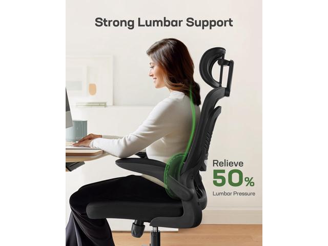 Marsail Ergonomic Office Chair with Lumbar Support, High Back Desk Chair with 2D Headrest & Flip-Up Armrests Gaming Computer Task Chair Tilt...
