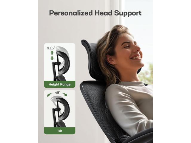 Marsail Ergonomic Office Chair with Lumbar Support, High Back Desk Chair with 2D Headrest & Flip-Up Armrests Gaming Computer Task Chair Tilt...