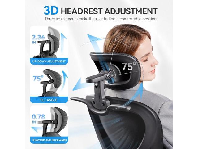 Ergonomic Office Chair with Headrest 3D, Mesh Office Desk Chair with Adjustable Lumbar Support, Computer Chair with Flip up Armrests, 350LBS...