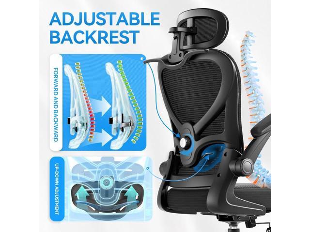 Ergonomic Office Chair with Headrest 3D, Mesh Office Desk Chair with Adjustable Lumbar Support, Computer Chair with Flip up Armrests, 350LBS...