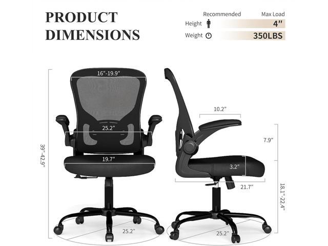 Flysky Mesh Office Chair, Ergonomic Computer Desk Chairs for Home Office - with Comfy/Comfortable Flip-up Arm Rests, Lumbar Support, Height...