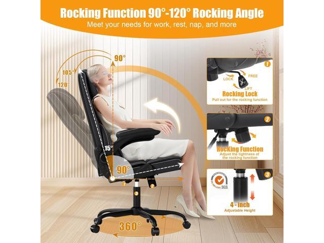 Executive Office Chair with Flip-up Armrests,Ergonomic Computer Desk Chairs,Mid-Tall Back Leather Office Chair 400LBS,Lumbar Support Swivel PC...