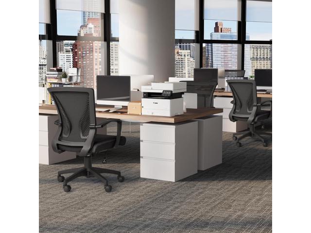 Furmax Office Chair Ergonomic Computer Desk Mesh Chair Mid Back Swivel Lumbar Support with Armrest (2, Black)