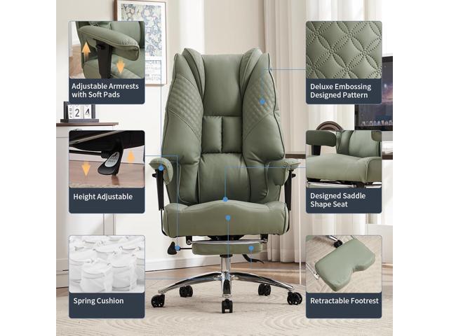 Big and Tall Office Chair 400lbs Wide Seat, Leather High Back Executive Office Chair with Foot Rest, Ergonomic Chairs Lumbar Support for Lower Back...