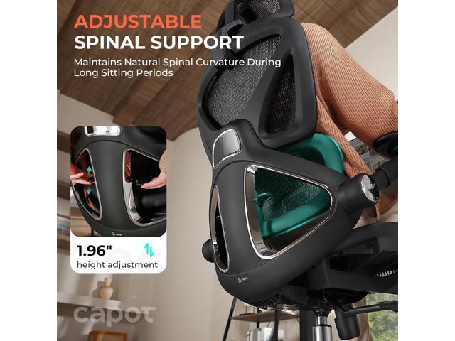 CAPOT Ergonomic Mesh Office Chair, Adjustable Lumbar High Back Desk Chair 400lbs, 4D Flip-up Arms, 3-Level Tilt Backrest, 3D Headrest, PU Wheels,...
