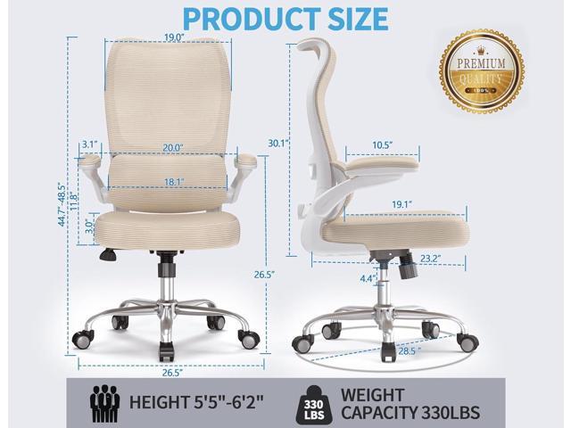 TRALT Ergonomic Office Chair - Desk Chair with Wave High Back Adjustable Lumbar Support Computer Chair - Gaming Chairs Mesh Backrest and PU Leather...