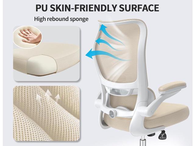 TRALT Ergonomic Office Chair - Desk Chair with Wave High Back Adjustable Lumbar Support Computer Chair - Gaming Chairs Mesh Backrest and PU Leather...