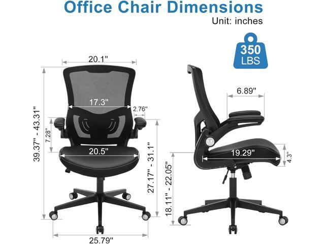 Office Chair Ergonomic Desk Chair 350lbs Comfy Mesh Computer Chair with Adjustable Lumbar Support Flip-up Armrests, Executive Rolling Swivel Comfy...
