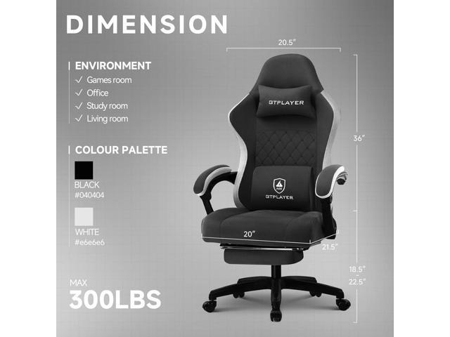 GTPLAYER Office Chair, Gaming Computer Desk Fabric Chair with Footrest, High Back Ergonomic Office Chair with Pocket Spring Lumbar Support and...