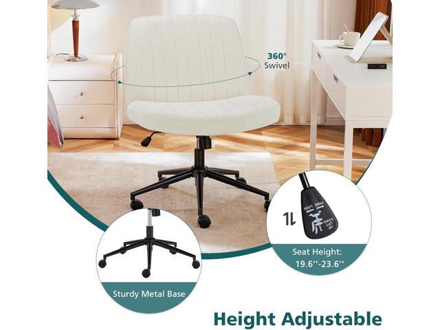 OLIXIS Criss Cross Chair with Wheels Wide Cross Legged Office Desk Vanity Chair Comfy Fabric Armless Adjustable Swivel for Home Computer Task...