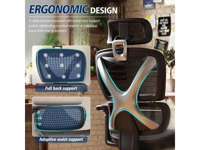GABRYLLY Ergonomic Office Chair, Big and Tall Mesh Chair with Lumbar Support, 3D armrest - 215° Rotation, Adjustable Headrest & Soft Seat, Durable...