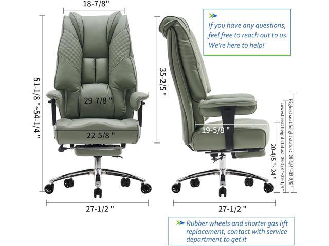 Big and Tall Office Chair 400lbs Wide Seat, Leather High Back Executive Office Chair with Foot Rest, Ergonomic Chairs Lumbar Support for Lower Back...
