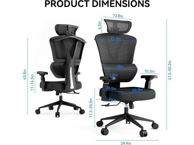 Ergonomic Mesh Office Chair Big and Tall Desk Chair Ergonomic Office Chair with Lumbar Support, Comfortable Computer & Gaming Chair, Black