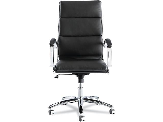 Alera Neratoli Series High-Back Swivel/Tilt Chair, Black Leather, Chrome Frame