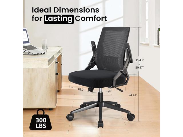 GTPOFFICE Ergonomic Office Chair, Computer Desk Chair Comfy with Adjustable Lumbar Support, Mid-Back Mesh Office Chair with Flip-up Armrest, Tilt...