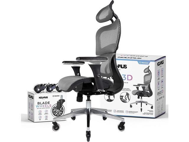 Nouhaus Ergo3D Ergonomic Office Chair Lumbar Support Mesh Office Chair with 4D Adjustable Armrest, Adjustable Headrest and Wheels, Mesh High Back...