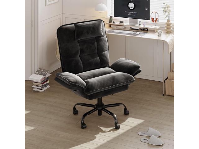 Bestier Cross Legged Office Chair, Criss Cross Chair with Adjustable Arms, 135° Reclining Velet Executive Chair with Wheels, Big and Tall Computer...