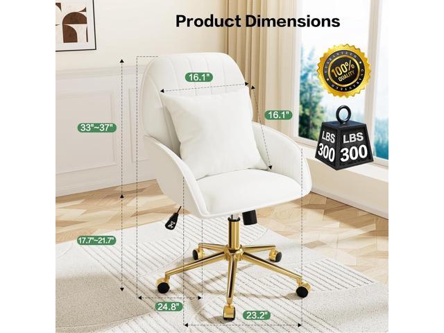 Home Office Desk Chair Comfy with Adjustable Swivel Wheels, Modern Velvet Makeup Vanity Chair with Back & Pillow, Ergonomic Office Chair Computer...