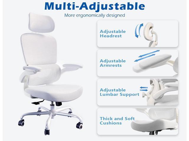 TRALT Ergonomic Office Chair - Desk Chair with Adjustable Headrest Lumbar Support Computer Chair - Mesh Comfy Chair with Flip-up Armrests - Gaming...