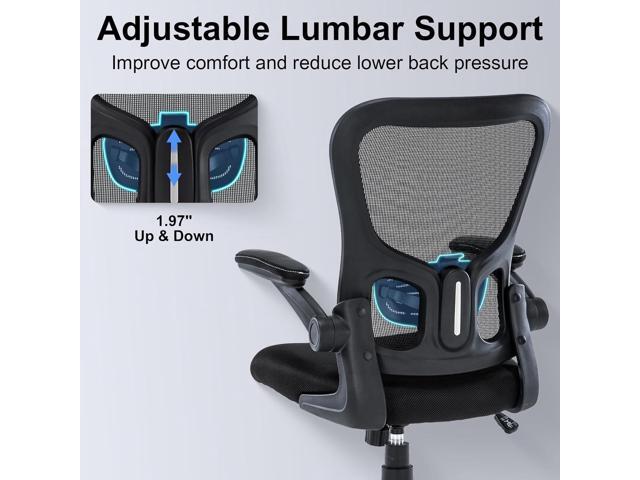 Office Chair Ergonomic Desk Chair Mesh Computer Home Office Desk Chair with Adjustable Lumbar Support Flip-up Armrests, 360 Swivel Comfy Task...