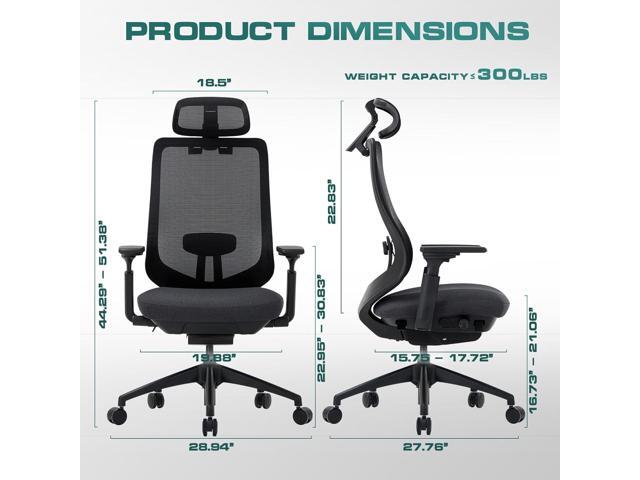 COLAMY Ergonomic Mesh Office Chair,High Back Computer Executive Desk Chair,Lumbar Support with Adjustable Headrest and 4D Arms, Slide Seat, Tilt...