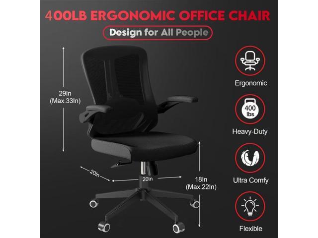 Ergonomic Office Chair - 400LB Comfy Desk Chairs with Headrest and Lumbar Back Support, Heavy Duty Mesh Computer Chairs with Wheels and Arms for...