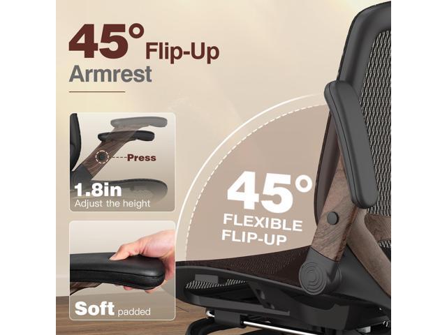 GABRYLLY Ergonomic Office Chair with Footrest, High Back Mesh Computer Chair with Flip-Up Arm, 3D Headrest, 135° Reclining, Rolling Gaming Task...