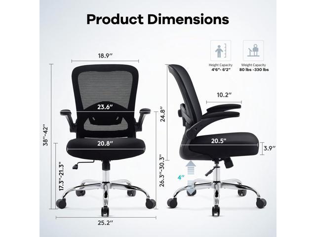 Office Chair,Ergonomic Desk Chair with Adjustable Lumbar Support, Mesh High Back Computer Chair with Flip-up Armrests,Rocking Tilt Rolling Swivel...