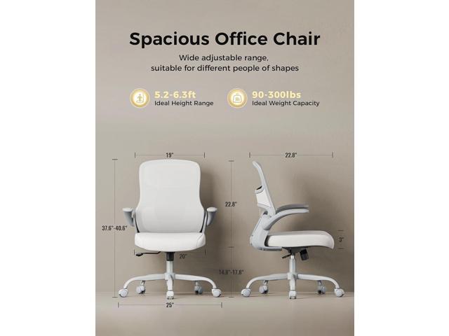 Office Chair, Mesh Ergonomic Desk Chairs, Comfy Computer Gaming Chair with Adjustable Height & Flip-up Armrest, Lumbar Support & Swivel Function...