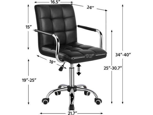 Yaheetech Desk Chair - Office Chair with Arms/Wheels for Students Swivel Faux Leather Home Computer Black