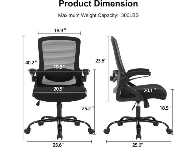 Office Chair, Ergonomic Desk Chair with Adjustable Height, Lumbar Support, High Back Mesh Support with Flip up Armrests, Task Chairs for Home...