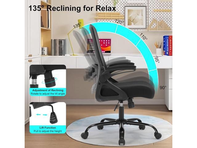Office Chair, Ergonomic Desk Chair with Adjustable Height, Lumbar Support, High Back Mesh Support with Flip up Armrests, Task Chairs for Home...