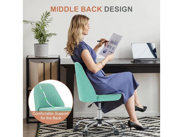DUMOS Office Chair, Comfy Desk Chair Roliing Vanity Swivel Task Chairs with Wheels, Wide Seating Armless Height Adjustable Computer Chairs for...