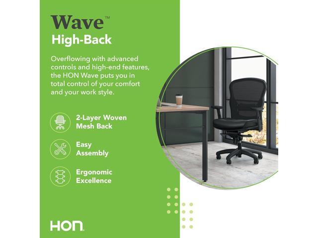 HON Wave High Back Leather Ergonomic Office Chair Lumbar Support with Adjustable Arms, Breathable Mesh Ergonomic Desk Seat for Computers, Office,...