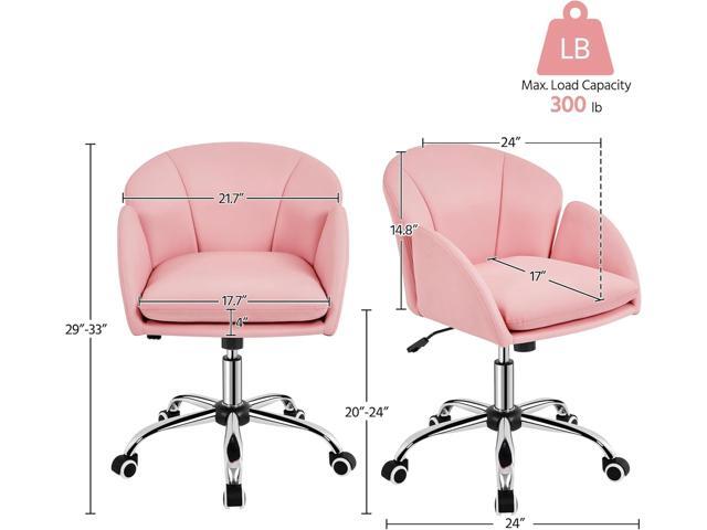 Yaheetech Cute Petal Desk Chair Home Office Chair Swivel Upholstered Leather Desk Chair Makeup Vanity Chair with Armrests for Bedroom Modern...