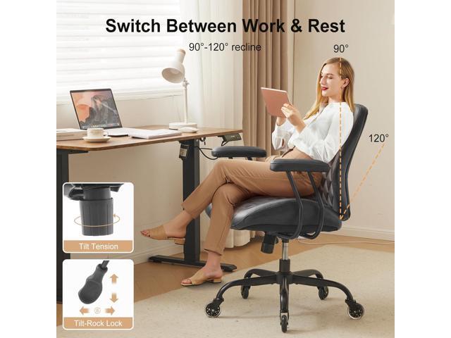YFO Home Office Desk Chair Office Rubber Casters Ergonomic Computer Chair with Lumbar Support Adjustable Height Rolling Swivel Executive Task...