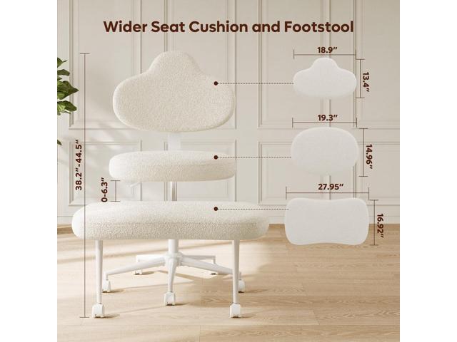Cross Legged Office Chair with Wheels, Meditation Chair, ADHD Chair for Adults, Wider Height Adjustable Backrest and Seat, Yoga Office Chair, Teddy...