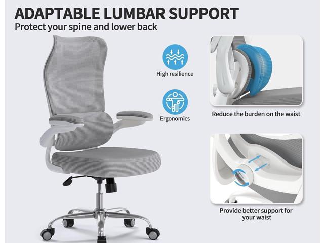 TRALT Ergonomic Office Chair - Desk Chair with Wave High Back Adjustable Lumbar Support Computer Chair - Gaming Chairs Mesh Backrest and PU Leather...