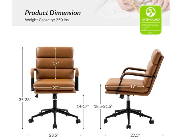 HULALA HOME Modern Faux Leather Home Office Chair with Tilt Lock & Metal Base, Desk Chair with Wheels & Padded Cushion, 360° Swivel Wide Seat...