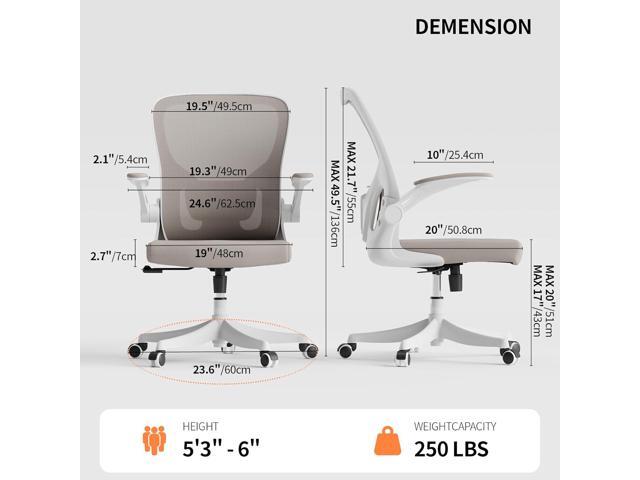 Monhey Office Chair Ergonomic Desk Chair with Lumbar Support & Headrest & Flip-up Arms Height Adjustable Rocking Swivel High Back Computer Chair Warm...