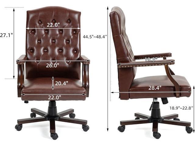 ECOTOUGE Executive Office Chair, High Back Computer Chair with Upholstered Backrest Vinage Farmhouse Retro Style, Faux Leather Wing Back Swivel...