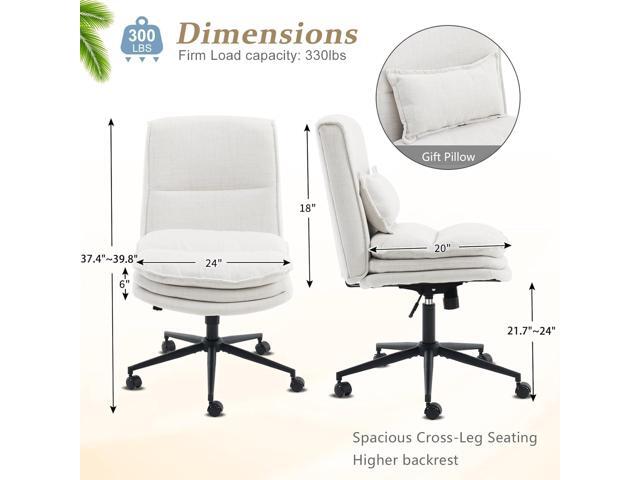 VINGLI Cloud Criss Cross Legged Chair,18' High Back Armless Home Office Desk Chair with Wheels,Wide Adjustable Comfy Padded Seat Task Computer...