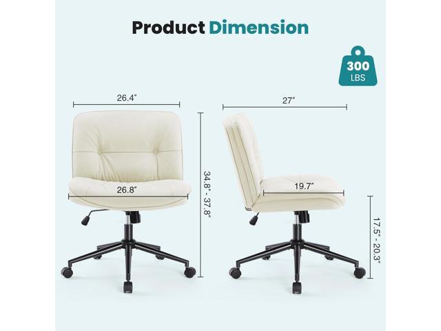 OLIXIS Criss Cross Chair with Wheels, Armless Wide Cross Legged Vanity Office Desk Chair with Comfy PU Leather& Back - Swivel for Home Office...