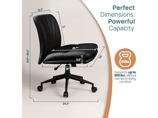 NYPOT Armless Desk Chair with Wheels for Criss Cross Sitting - Cross Legged Wide Armless Chair - Adjustable Vanity 360° Swivel Stool and 120°...