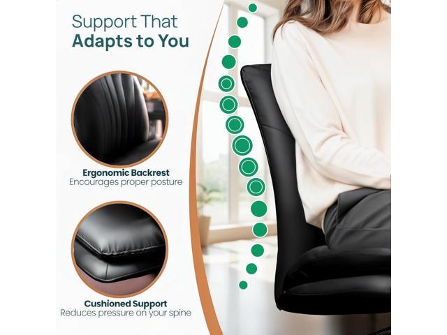 NYPOT Armless Desk Chair with Wheels for Criss Cross Sitting - Cross Legged Wide Armless Chair - Adjustable Vanity 360° Swivel Stool and 120°...